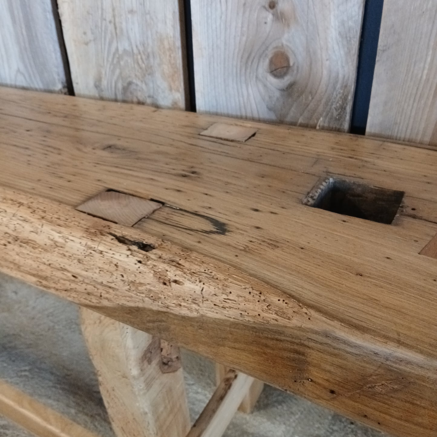 Reclaimed Solid Oak Console Table - Rustic Entryway Furniture