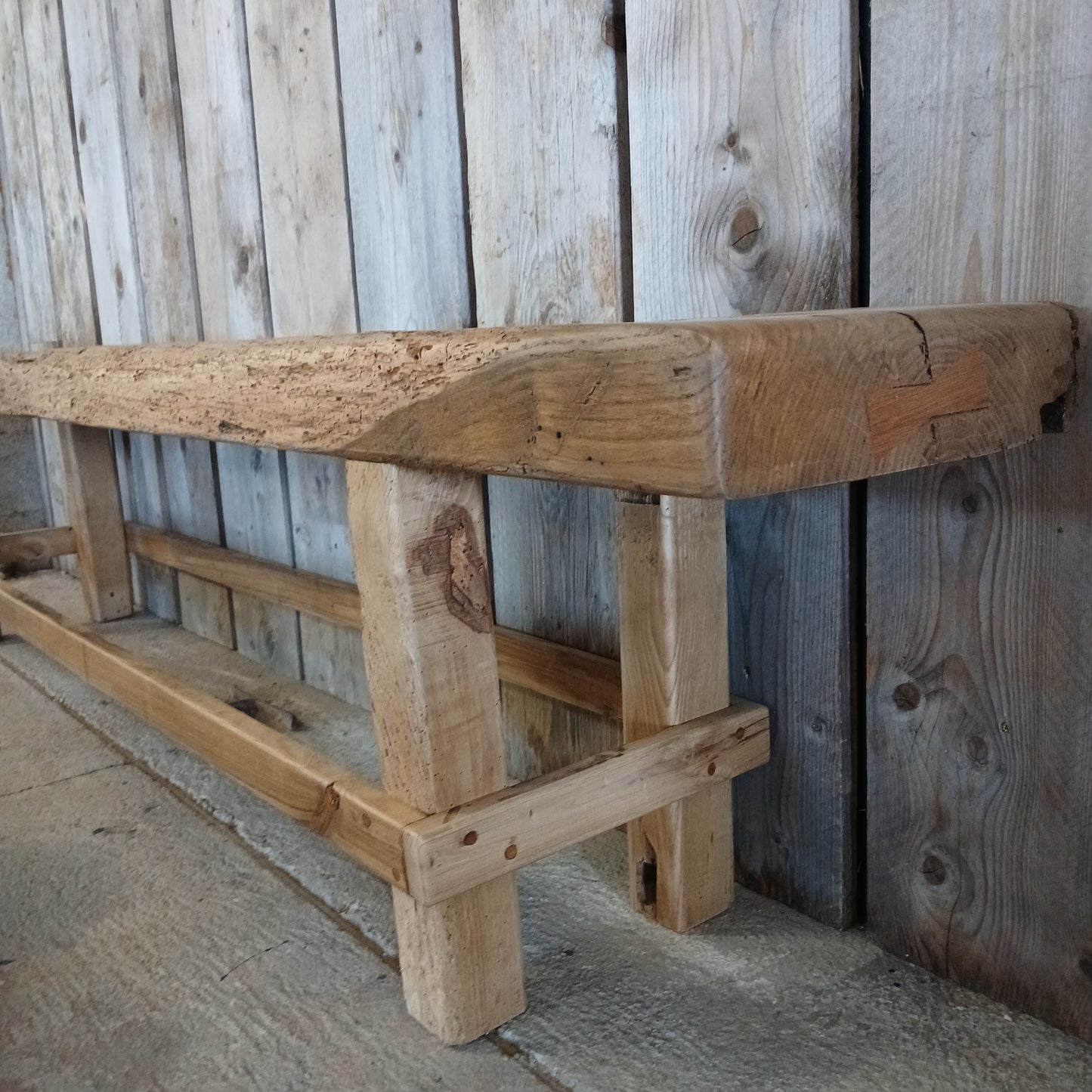 Reclaimed Solid Oak Console Table - Rustic Entryway Furniture