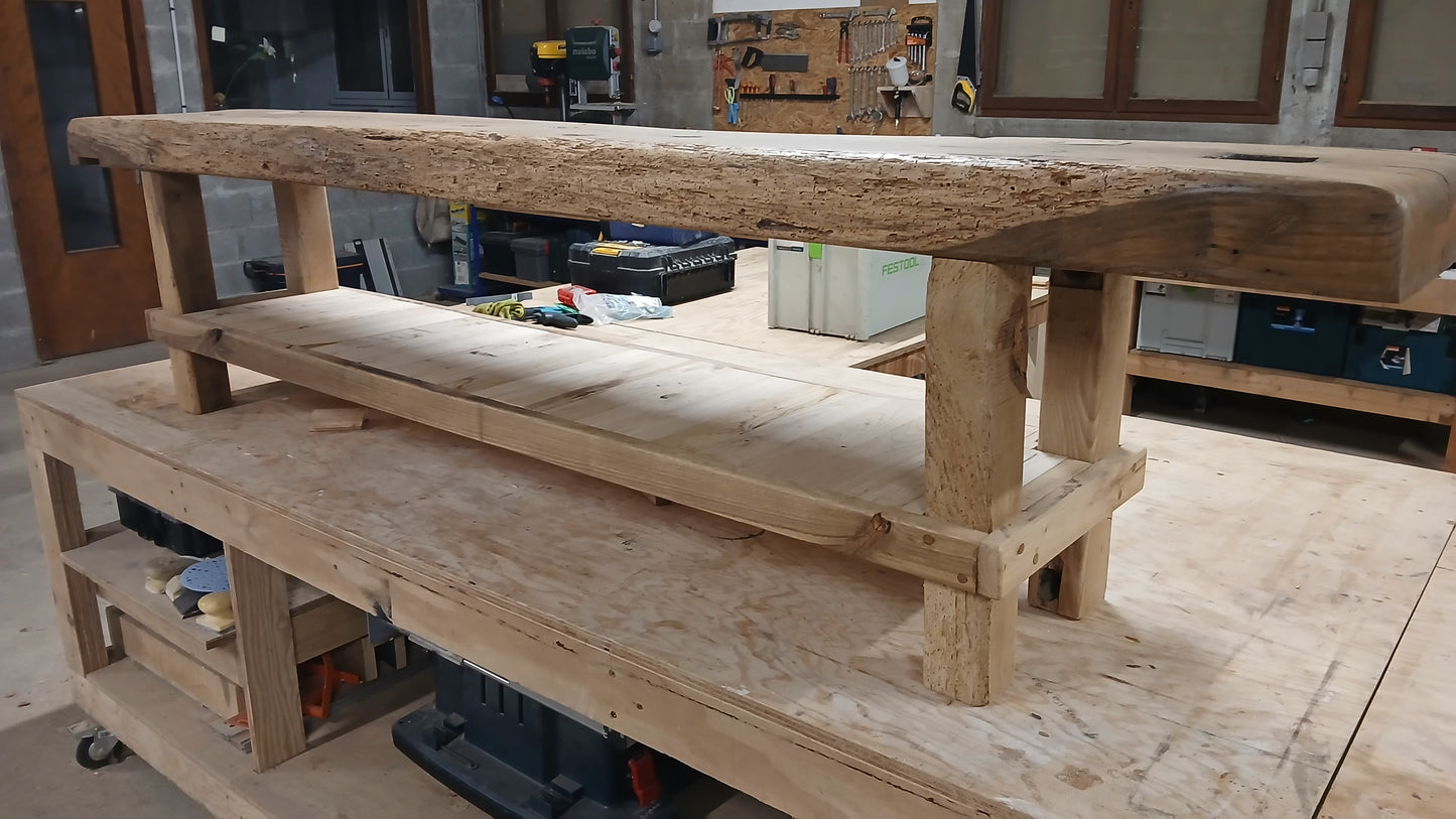 Reclaimed Solid Oak Console Table - Rustic Entryway Furniture