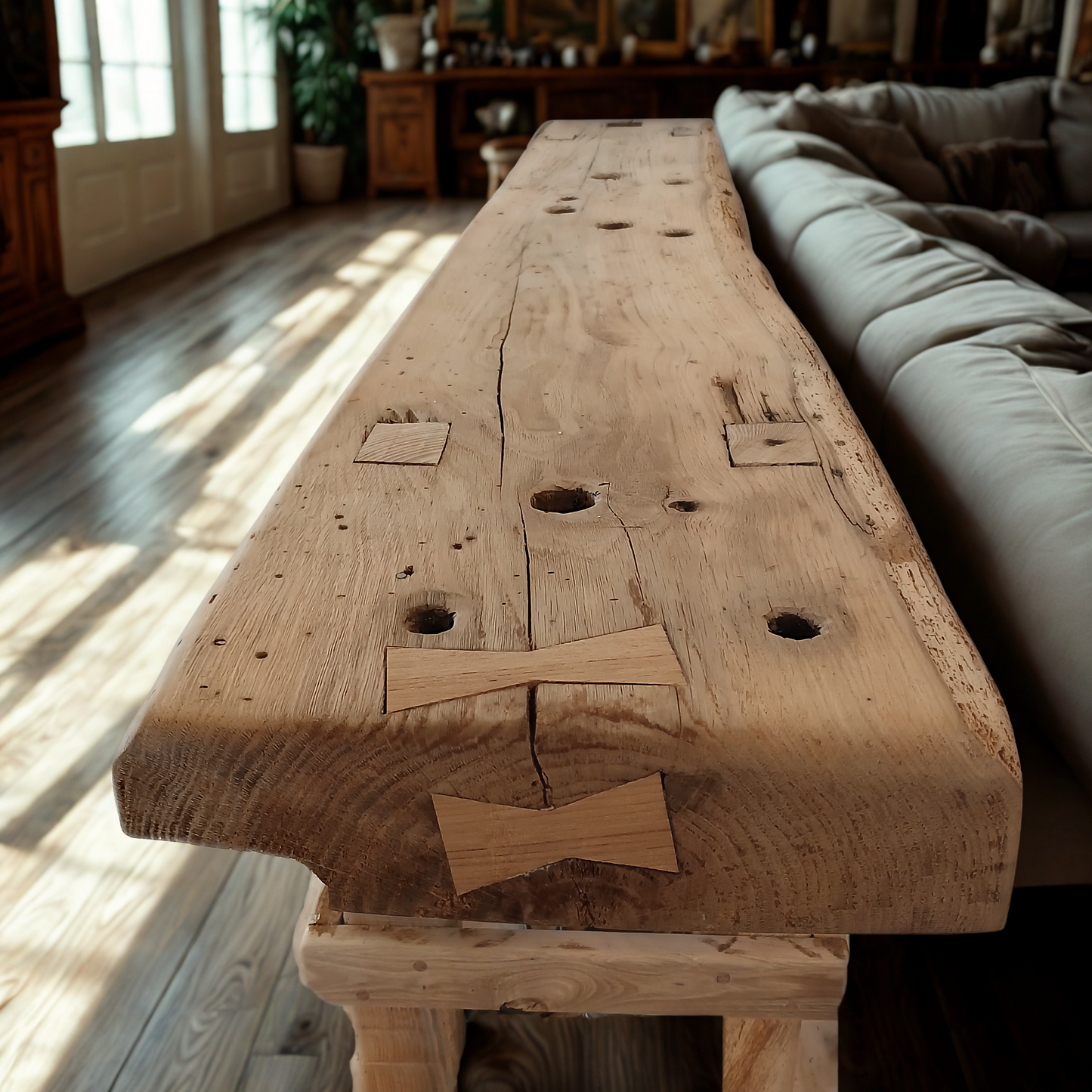Reclaimed Solid Oak Console Table - Rustic Entryway Furniture