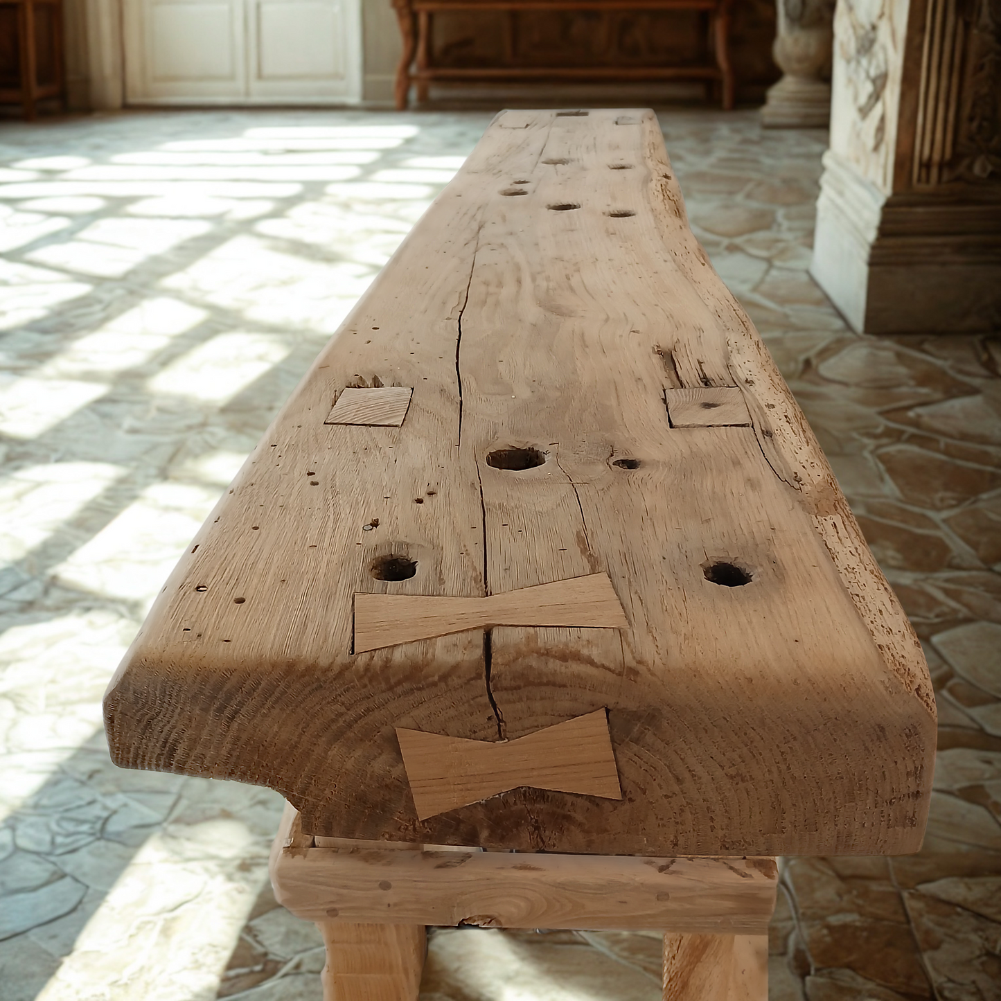 Reclaimed Solid Oak Console Table - Rustic Entryway Furniture